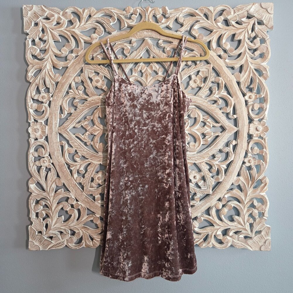 Lush mauve dusty violet velvet mini dress small NWT
